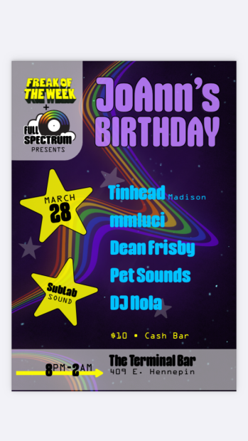 Flyer for JoAnn's Birthday Party